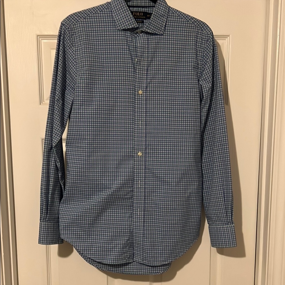 Polo by Ralph Lauren Blue Dress Shirt with Check Pattern